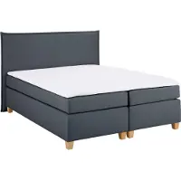 Home affaire Boxspringbett "Houssay", grau (anthrazit), B:152cm L:225cm, Struktur fein (100% Polyester), Komplettbetten, Boxspringbett, inkl. Topper, 5 Breiten, 2 Härtegraden auch in Überlänge 220 cm