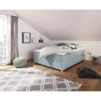 Inosign Boxbett "Alexis", blau (petrol), B:160cm L:220cm, Struktur fein (100% Polyester), Komplettbetten, Boxbett, ohne Kopfteil - ideal für Räume mit Dachschrägen; in 4 Breiten