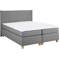 Home affaire Boxspringbett "Houssay", grau, B:152cm L:225cm, Struktur fein (100% Polyester), Komplettbetten, Boxspringbett, inkl. Topper, 5 Breiten, 2 Härtegraden auch in Überlänge 220 cm