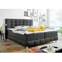 Home affaire Boxbett "Vaasa", grau (anthrazit), B:214cm L:230cm, Komplettbetten, Boxbett, inkl. Bettkasten & Topper, XXL-Ausführung, Überlänge 220 cm