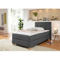 Home affaire Boxspringbett "Calloway", grau (anthrazit), B:98cm L:218cm, Komplettbetten, Boxspringbett, inkl. Topper, XXL-Ausführung, in 4 Farben, 5 Breiten, 3 Matratzenarten