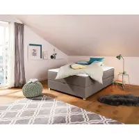 Home affaire Boxbett "Alexis", braun (hellbraun), B:140cm L:220cm, Struktur fein (100% Polyester), Komplettbetten, Boxbett, ohne Kopfteil - ideal für Räume mit Dachschrägen; in 4 Breiten