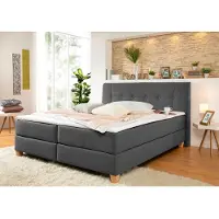 Home affaire Boxspringbett "Calloway", grau (anthrazit), B:208cm L:218cm, Komplettbetten, Boxspringbett, inkl. Topper, XXL-Ausführung, in 4 Farben, 5 Breiten, 3 Matratzenarten
