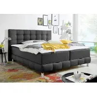 Home affaire Boxbett "Vaasa", grau (anthrazit), B:194cm L:210cm, Komplettbetten, Boxbett, inkl. Bettkasten & Topper, XXL-Ausführung, Überlänge 220 cm
