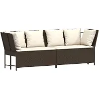 vidaXL Gartensofa mit Kissen Braun Poly Rattan