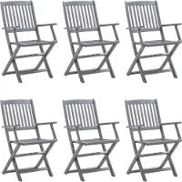 The Living Store Klappbare Gartenstühle 6 Stk. mit Sitzkissen Massivholz Akazie
