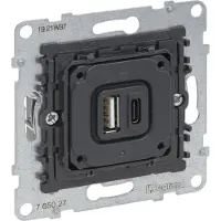 Legrand 765027 SEANO Einsatz 2-fach USB-Ladesteckdose Typ A+C mit Ladestrom 3 A bei 5 V