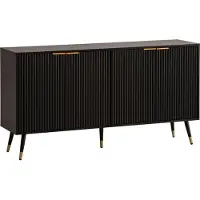 FineBuy Sideboard 150x81x39 cm Anrichte Schwarz mit Eiche-Nachbildung Kommode mit Türen Kommodenschrank Flurschrank Modern Standschrank Wohnzimmer