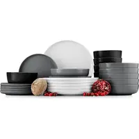 Konsimo Kombiservice VICTO Schale Dessertteller Speiseteller Suppenteller 6 Personen 24tlg., Bunt, Keramik, Loft, 20 cm | 27 cm | 18,5 cm | 14,5 cm
