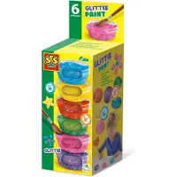 SES Creative Plakatfarbe Glitzer (6x45ml), Blau, Grün, Pink, Violett, Rot, Gelb, Plakatfarbe, Paste, 45 ml, 6 Stück(e)