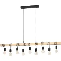 Eglo Hängeleuchte Townshend, Länge 150 cm, schwarz/holz, 9-flg.