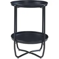 En.casa Tabletttisch ‘Sandefjord’ rund mit 2 abnehmbaren Tabletts Stahl 57,5 x 40 cm Schwarz