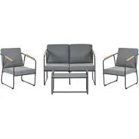 Beliani Gartensofa Set Aluminium Lounge Set 4 Sitzer mit Tisch Grau Industriell Garten Terrasse Balkon