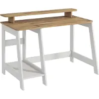 Skye Decor , Moderner Schreibtisch mit Wandmontage, 120 x 73 x 60 cm, 100% melaminbeschichtete Spanplatte, 18 mm dick, zahlreiche Regale, in Weiß und Eiche, skandinavisches Design.