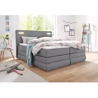 Collection Ab Boxspringbett "Ninoni", grau (hellgrau), B:195cm L:210cm, Komplettbetten, Boxspringbett, inkl. Bettkasten, Topper und wahlweise mit LED-Beleuchtung