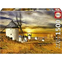 Educa , Puzzle Städte und Dörfer 1500 Teile Windmühlen Consuegra, Bunt