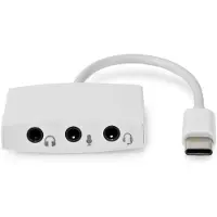 Nedis USB-C Adapter | USB 2.0 | USB-C Stecker | 3,5 mm Buchse | 0,10 m | Rund | Vernickelt | ABS/PVC | Weiß | Box