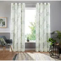 Otto Home Gardine "Paula, 1 Stück, Ösen, halbtransparent, Blätter-Motiv" Gr. 1, grün, B:140cm H:145cm, Voile, Polyester, Gardinen, Gardine, Halbtransparent, Voile, Polyester, Topseller