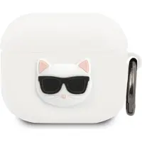 Karl Lagerfeld KLACA3SILCHWH AirPods 3 Hülle weiß/weiß Silikon Choupette