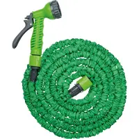 Kinzo Flexibler Gartenschlauch 10 m inkl. Sprühkopf mit 7 Sprühpositionen Kunststoff Grün/Grau