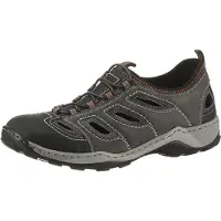 Rieker 1100000002199 , Herren, Gr. 42, schwarz (schwarz grau), Lederimitat, Textil, used, Schuhe 1100000002199, Trekking Schuh, Sandale, Sommerschuh mit praktischem Gummizug, Topseller
