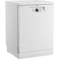 Beko Geschirrspüler, 60 cm, Freistehend, Unterbaufähig, für 14 Maßgedecke, 6 Programme, 4 Zusatzfunktionen, 3 Spülebenen, HygieneIntense, SelfDry, Programm für halbe Beladung, Weiß, BDFN26430W