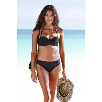 s.Oliver Bügel-Bandeau-Bikini-Top "Rome", Damen, Gr. 40, Cup E, schwarz, Polyamid, unifarben, Bikini-Oberteile Bügel-Bandeau-Bikini-Top, in Wickeloptik