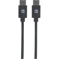 Manhattan USB 2.0 Typ C-Kabel, Typ C-Stecker auf Typ C-Stecker, 480 Mbit/s, 1 m, schwarz, 1 m, USB C, USB C, USB 2.0, 0,48 Gbit/s, Schwarz