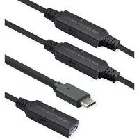 Roline USB 3.2 Gen 1 Aktives Repeater Kabel, Typ A - C, schwarz, 20 m
