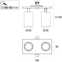 The Light Group SLC LED-Einbaustrahler Art, 2-fl., weiß, 3.000 K, Aluminium