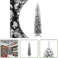 The Living Store Künstlicher Weihnachtsbaum Schlank mit Schnee Grün 240 cm PVC