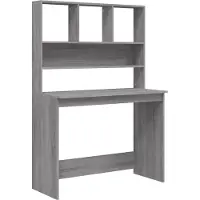 The Living Store Schreibtisch mit Regal Grau Sonoma 102x45x148 cm Holzwerkstoff