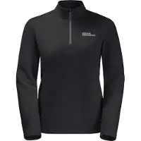 Jack Wolfskin Stehkragenpullover "TAUNUS HZ W", Damen, Gr. XL (46), schwarz, Obermaterial: 100% Polyester, Pullover Stehkragenpullover, Fleecepullover, Halfzip-Reißverschluss, Stehkragen