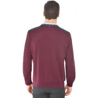Marco Donati Poloshirt "Langarm-Shirt", Herren, Gr. 44/46, rot (bordeaux), 100% Baumwolle, unifarben, ohne Ausschnitt, Shirts Poloshirt