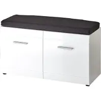 Germania Schuhbank "Adana", weiß (weiß hochglanz), B:96cm H:51cm T:40cm, Holzwerkstoff, MDF, Sitzbänke, Schuhbank, 96 x 51 x 39cm, verstellbare Böden, Hochglanz-Fronten, Made in Germany