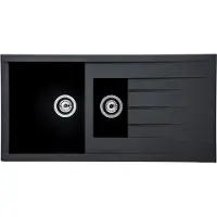 Respekta Küchenspüle Einbauspüle Spüle Granit Mineralite 100x50 Schwarz Houston, 1,5 Becken