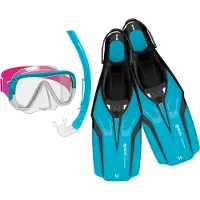 Mares Schnorchelset m. Schwimmende Füße - Nateeva Keewee - Aqua - - 24/28 - Schwimmflossen
