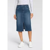Kangaroos Jeansrock , Damen, Gr. 32, blau (blau used), Denim/Jeans, Obermaterial: 98% Baumwolle, 2% Elasthan, unifarben, Basic, figurbetont ca. Mitte Wade, Röcke Jeansrock, in Midilänge mit Schlitz