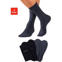 Bench Basicsocken ., Herren, Gr. 39-42, blau (2x marine, 2x jeansblau, meliert), Baumwollmischung, meliert, unifarben, elastisch, Socken Basicsocken, in angenehm weicher Markenqualität