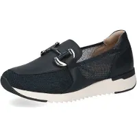 Caprice Slipper , Damen, Gr. 38, blau (dunkelblau kombiniert), Leder, Textil, Schuhe Slipper, Slip-on Sneaker, Freizeitschuh, Schlupfschuh mit Zierschnalle
