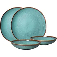 Villeroy & Boch Geschirr-Set "Lave glacé", blau (hellblau), 4 Stk., Steingut, LIKE. BY , Geschirr-Sets, Geschirr-Set, Teller Set, Effektglasur, Steingut