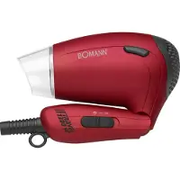 Bomann Haartrockner klappbar | 1200W Reisehaartrockner | 2 Stufen | inkl. Diffusor und Tasche | 110/230V | Raartrockner klein | HTD 8005 CB rot