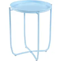 En.casa Tabletttisch ‘Sandefjord’ rund mit einem abnehmbaren Tablett Stahl 53 x 40 cm Himmelblau