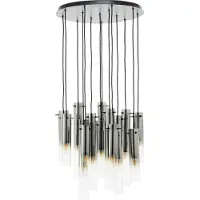 Brilliant Hängelampe Glasini, Ø 52 cm, rauchgrau, 14-flg., Glas