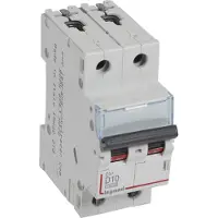 Legrand 409449 DX3 Leitungsschutzschalter D-Charakteristik, 10A, 2-polig, 10kA, 400VAC, 2TE