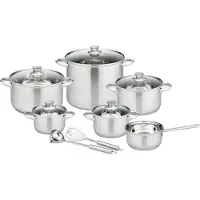 GSW Topf-Set "Rigo", silber (edelstahlfarben), Töpfe, Topf-Set, Literskala, Induktion, inkl. Küchenhelfer