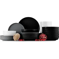 Konsimo Kombiservice VICTO Schale Dessertteller Speiseteller Suppenteller 6 Personen 24tlg., Bunt, Keramik, Loft, 20 cm | 27 cm | 18,5 cm | 14,5 cm