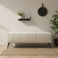 Domo Hocker "Trento, mit Kufenfuß oder Einzelfuß", beige (creme), B:153cm H:45cm T:62cm, 100% Polyester, Hocker, Hocker, passend zur Serie Trento