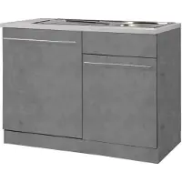Wiho Küchen Spülenschrank WIHO KÜCHEN "Chicago", grau (front und korpus: betonfarben, arbeitsplatte: canvas grau), B:110cm H:85cm T:60cm, Schränke, Spülenschrank, 110 cm breit, inkl. Tür/Sockel für Geschirrspüler