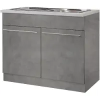 Wiho Küchen Spülenschrank WIHO KÜCHEN "Chicago", grau (front und korpus: betonfarben, arbeitsplatte: canvas grau), B:100cm H:85cm T:60cm, Schränke, Spülenschrank, 100 cm breit, inkl. Einbauspüle aus Edelstahl